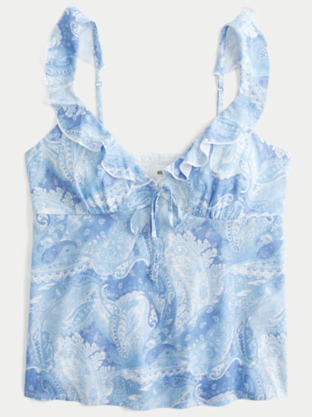 NWT Hollister Blue Paisley Easy Ruffle Tank - Size Medium